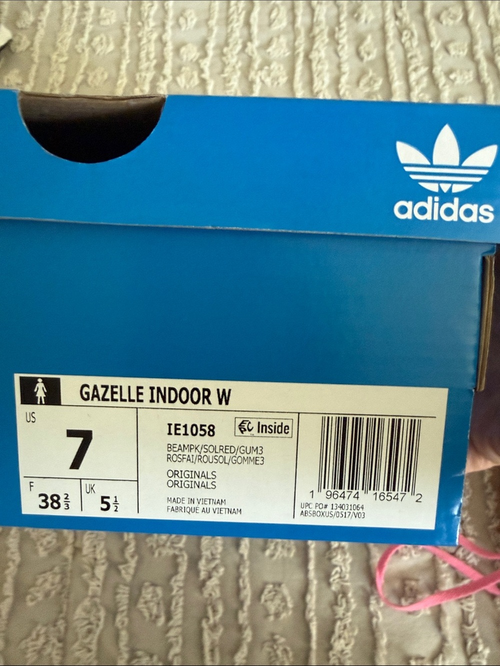 Adidas Gazelle Pink Suede Sneakers with Coral Stripes - Size 7 Women - Picture 7 of 7